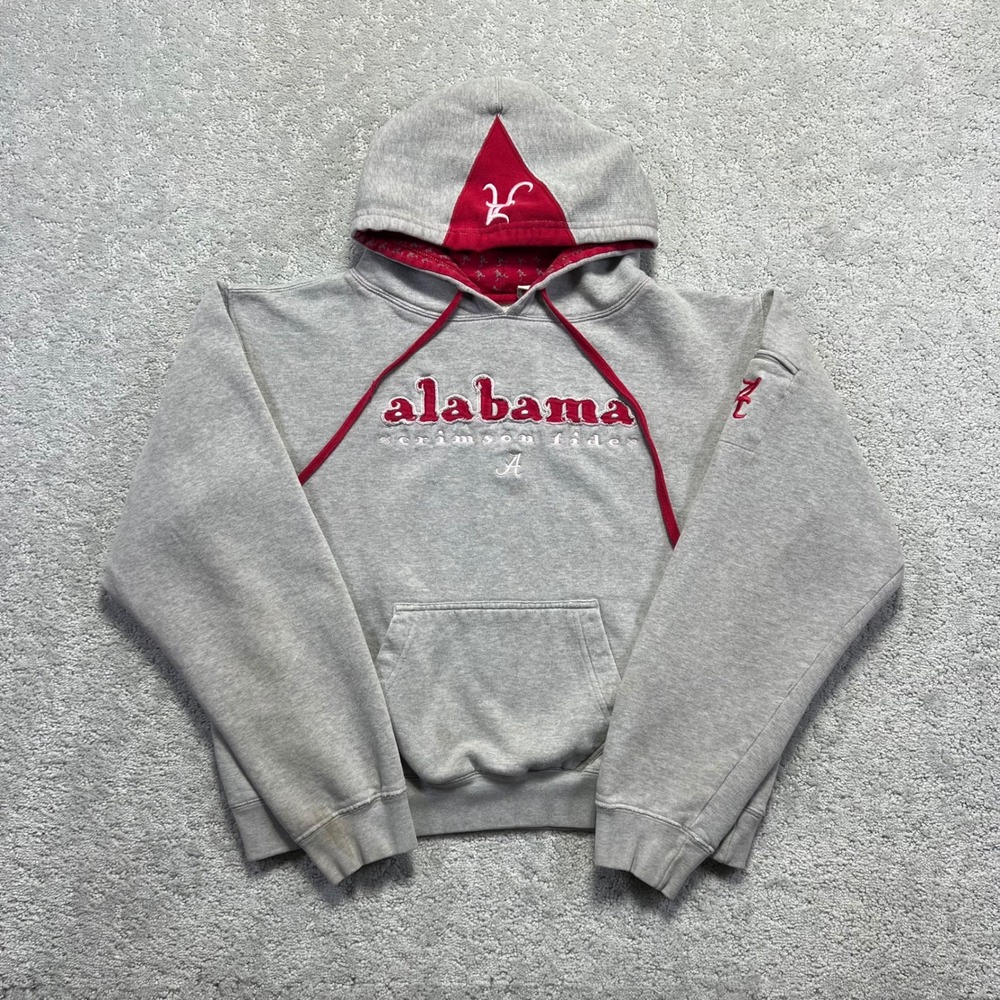 VINTAGE Alabama Crimson Tide Hoodie Womens L  Gray Red Roll Tide Collegiate NCAA